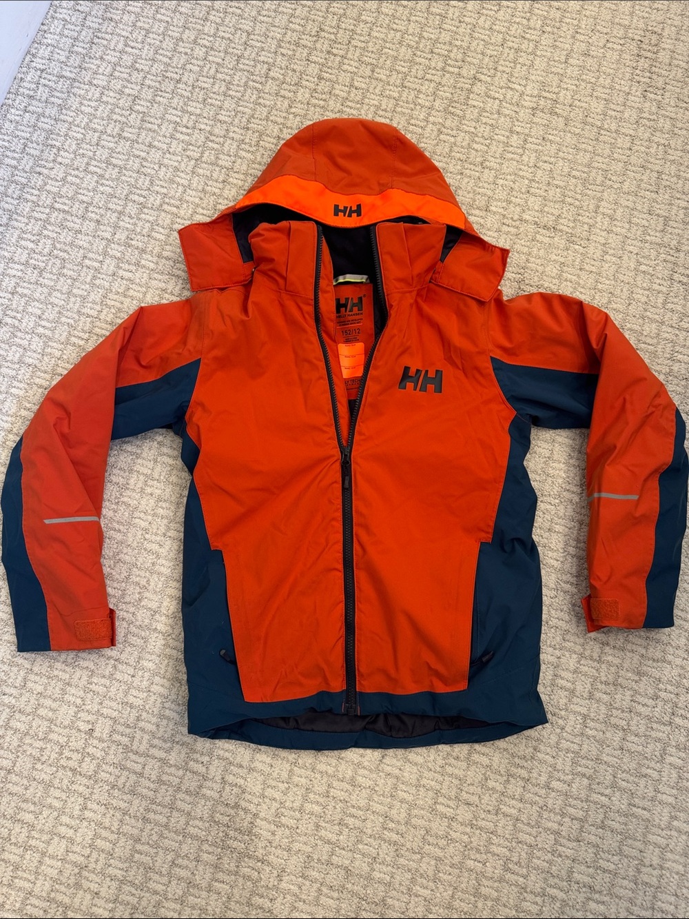 Helly Hansen Kids Orange and Navy Waterproof Hooded Ski Jacket